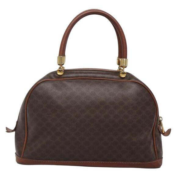 CELINE Macadam Canvas Hand Bag Pvc Leather Brown Gold - Picture 3 of 12